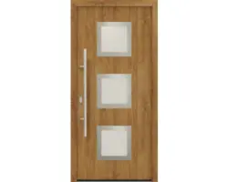 Haustür EcoStar ISOPRO IP 810S 1100 x 2100 mm Links golden oak inkl. Beschlag-Set,Edelstahl Stangengriff,Sicherheitsprofilzylinder mit 5 Schlüsseln