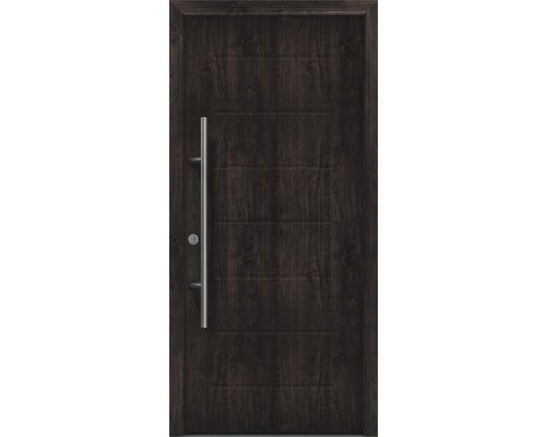 Haustür EcoStar ISOPRO Secur IPS 015 1100 x 2100 mm Links night oak inkl. Beschlag-Set,Edelstahl Stangengriff,Sicherheitsprofilzylinder mit 5 Schlüsseln