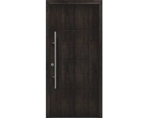 Haustür EcoStar ISOPRO Secur IPS 015 1100 x 2100 mm Links night oak inkl. Beschlag-Set,Edelstahl Stangengriff,Sicherheitsprofilzylinder mit 5 Schlüsseln