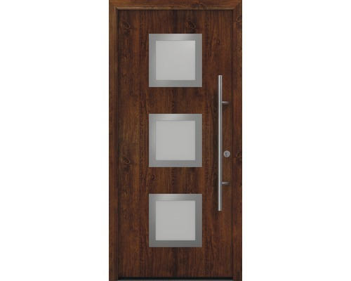 Haustür EcoStar ISOPRO Secur IPS 810S 1100 x 2100 mm Rechts dark oak inkl. Beschlag-Set,Edelstahl Stangengriff,Sicherheitsprofilzylinder mit 5 Schlüsseln