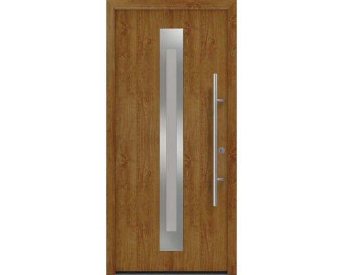 Haustür EcoStar ISOPRO Secur IPS 770S 1100 x 2100 mm Rechts golden oak inkl. Beschlag-Set,Edelstahl Stangengriff,Sicherheitsprofilzylinder mit 5 Schlüsseln