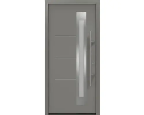Haustür EcoStar ISOPRO Secur IPS 780S 1100 x 2100 mm Rechts RAL 9007 graualuminium matt inkl. Beschlag-Set,Edelstahl Stangengriff,Sicherheitsprofilzylinder mit 5 Schlüsseln