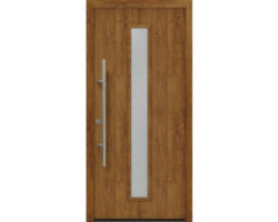 Haustür EcoStar ISOPRO Secur IPS 020S 1100 x 2100 mm Links golden oak inkl. Beschlag-Set,Edelstahl Stangengriff,Sicherheitsprofilzylinder mit 5 Schlüsseln