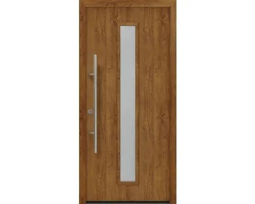 Haustür EcoStar ISOPRO Secur IPS 020S 1100 x 2100 mm Links golden oak inkl. Beschlag-Set,Edelstahl Stangengriff,Sicherheitsprofilzylinder mit 5 Schlüsseln