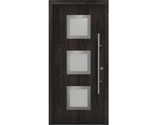 Haustür EcoStar ISOPRO Secur IPS 810S 1100 x 2100 mm Rechts night oak inkl. Beschlag-Set,Edelstahl Stangengriff,Sicherheitsprofilzylinder mit 5 Schlüsseln