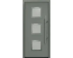 Haustür EcoStar ISOPRO IP 810S 1100 x 2100 mm Rechts RAL 9007 graualuminium matt inkl. Beschlag-Set,Edelstahl Stangengriff,Sicherheitsprofilzylinder mit 5 Schlüsseln