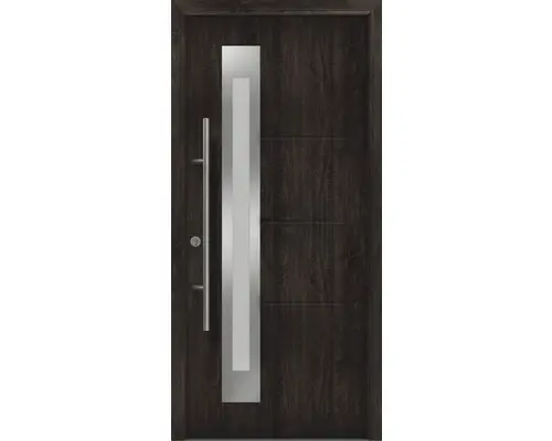 Haustür EcoStar ISOPRO Secur IPS 780S 1100 x 2100 mm Links night oak inkl. Beschlag-Set,Edelstahl Stangengriff,Sicherheitsprofilzylinder mit 5 Schlüsseln