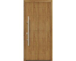 Haustür EcoStar ISOPRO IP 015 1100 x 2100 mm Links golden oak inkl. Beschlag-Set,Edelstahl Stangengriff,Sicherheitsprofilzylinder mit 5 Schlüsseln