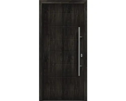 Haustür EcoStar ISOPRO IP 015 1100 x 2100 mm Rechts night oak inkl. Beschlag-Set,Edelstahl Stangengriff,Sicherheitsprofilzylinder mit 5 Schlüsseln