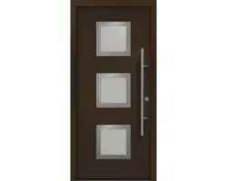 Haustür EcoStar ISOPRO Secur IPS 810S 1100 x 2100 mm Rechts RAL 8028 terrabraun inkl. Beschlag-Set,Edelstahl Stangengriff,Sicherheitsprofilzylinder mit 5 Schlüsseln