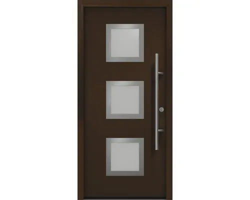 Haustür EcoStar ISOPRO Secur IPS 810S 1100 x 2100 mm Rechts RAL 8028 terrabraun inkl. Beschlag-Set,Edelstahl Stangengriff,Sicherheitsprofilzylinder mit 5 Schlüsseln