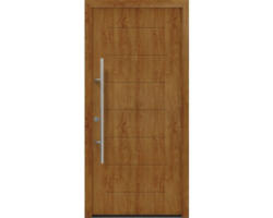 Haustür EcoStar ISOPRO Secur IPS 015 1100 x 2100 mm Links golden oak inkl. Beschlag-Set,Edelstahl Stangengriff,Sicherheitsprofilzylinder mit 5 Schlüsseln