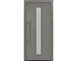 Haustür EcoStar ISOPRO Secur IPS 020S 1100 x 2100 mm Links RAL 9007 graualuminium matt inkl. Beschlag-Set,Edelstahl Stangengriff,Sicherheitsprofilzylinder mit 5 Schlüsseln
