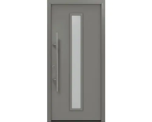 Haustür EcoStar ISOPRO Secur IPS 020S 1100 x 2100 mm Links RAL 9007 graualuminium matt inkl. Beschlag-Set,Edelstahl Stangengriff,Sicherheitsprofilzylinder mit 5 Schlüsseln