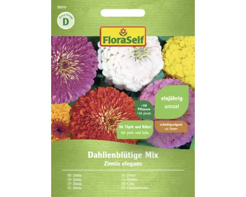 Blumensamen FloraSelf Zinnie 'Dahlienblütige Mischung'