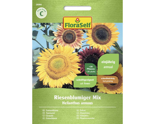 Blumensamen FloraSelf Sonnenblume 'Riesenblumige Mischung'