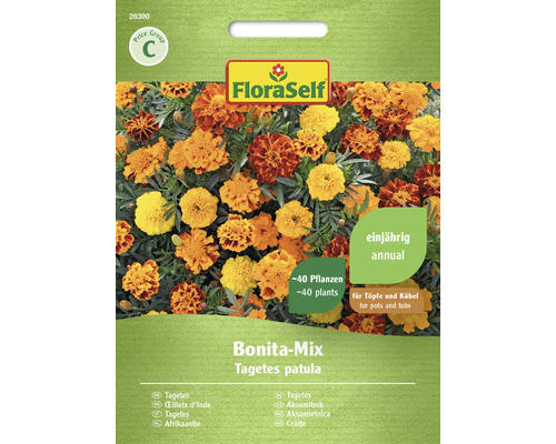 Blumensamen FloraSelf groblütige Studentenblume 'Bonita-Mischung'