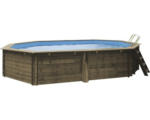 Hornbach Aufstellpool Holzpool-Set Gre oval 503x303x116 cm inkl. Sandfilteranlage, Filtersand, Leiter & Bodenschutzvlies Holz