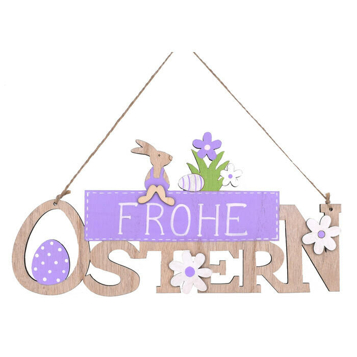 Türbehang Frohe Ostern 30 x 22 x 0,5 cm braun/violett