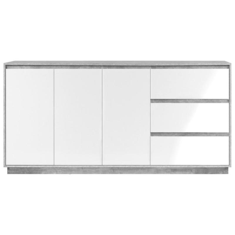 Sideboard Phoenix Beton Optik weiß glänzend B/H/T: ca. 178x88x40 cm