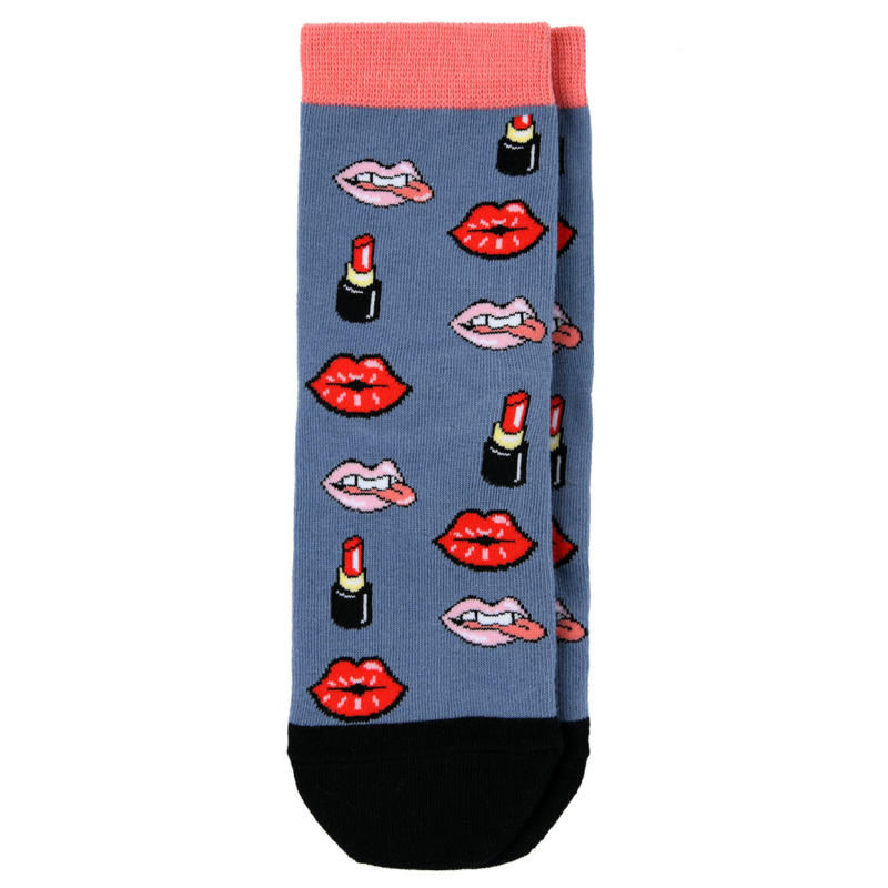 1 Paar Damen Socken mit Lippen-Motiven