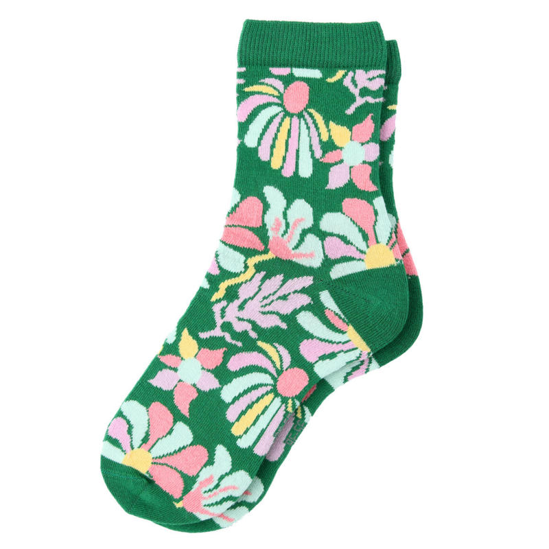 1 Paar Damen Socken mit Blumen-Motiven
