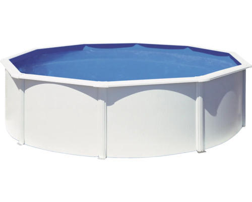 Aufstellpool Stahlwandpool-Set Gre rund Ø 370x120 cm inkl. Kartuschenfilteranlage, Skimmer & Leiter weiß