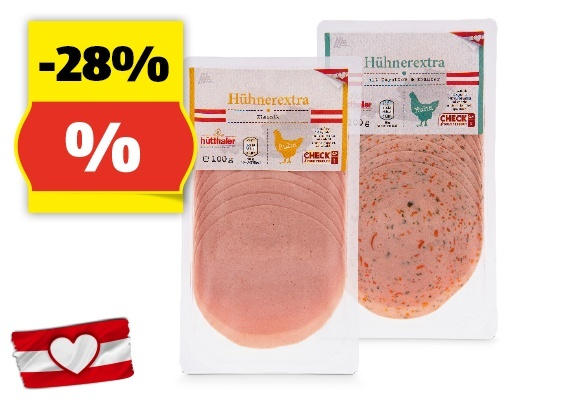 GENUSS 100% AUS ÖSTERREICH Hühner-Extrawurst, 100 g