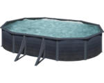 Hornbach Aufstellpool Stahlwandpool-Set Gre oval 634x575x122 cm inkl. Sandfilteranlage, Skimmer, Leiter, Filtersand & Anschlussschlauch grau