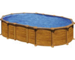 Hornbach Aufstellpool Stahlwandpool-Set Gre oval 634x399x132 cm inkl. Sandfilteranlage, Skimmer, Leiter, Filtersand, Anschlussschlauch & Bodenschutzvlies Holzoptik