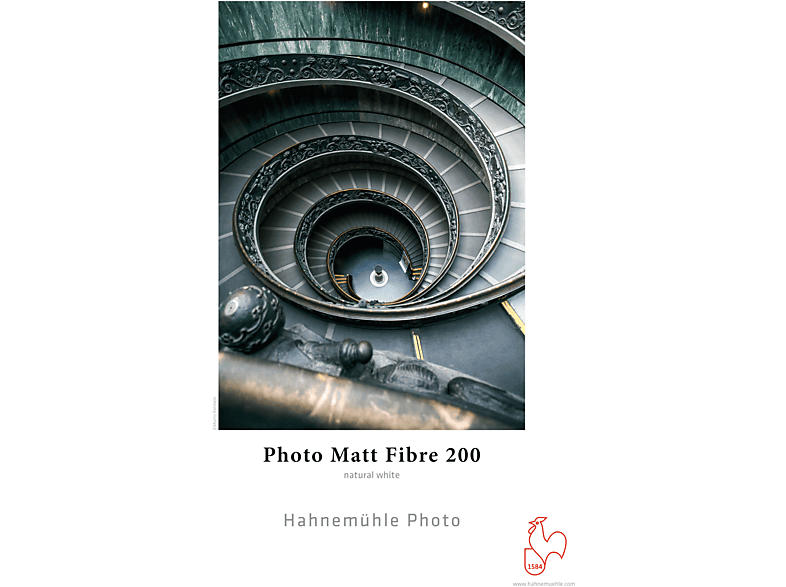 Hahnemühle Fotopapier Photo Matt Fibre 200, 10x15cm, 50 Blatt, 200g/m², 100% α-Zellulose, Naturweiß,