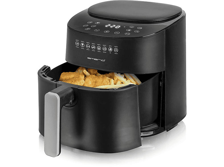 Emerio AF-129369 Smart Fryer Heißluftfritteuse (4,5 l, 1300 Watt, Schwarz)