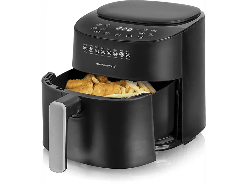 Emerio AF-129369 Smart Fryer Heißluftfritteuse (4,5 l, 1300 Watt, Schwarz)