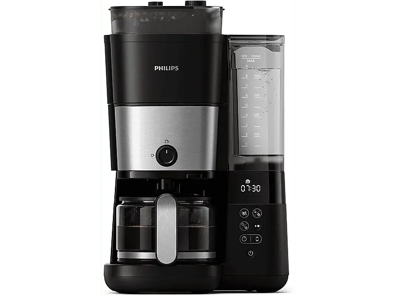 Philips HD7888/01, All-in-1 Brew, Filterkaffeemaschine mit integriertem Mahlwerk Schwarz/Silber