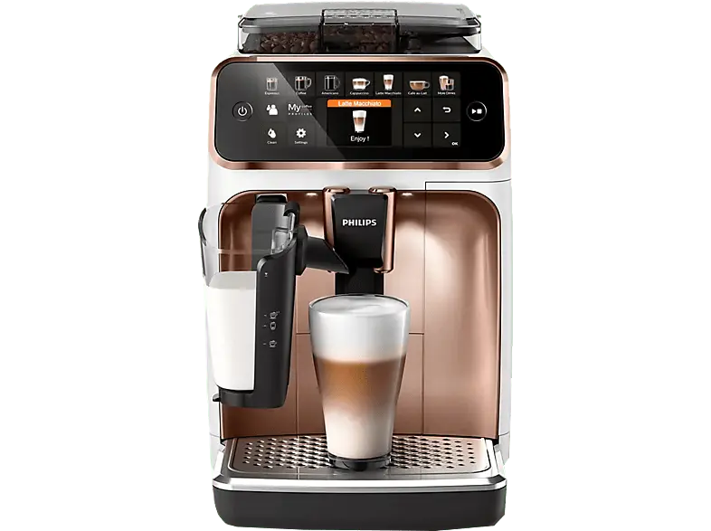 Philips EP5443/70 5400 Series Kaffeevollautomaten (Weiß/Rosegold, Keramikmahlwerk, 15 bar, externer Milchbehälter)