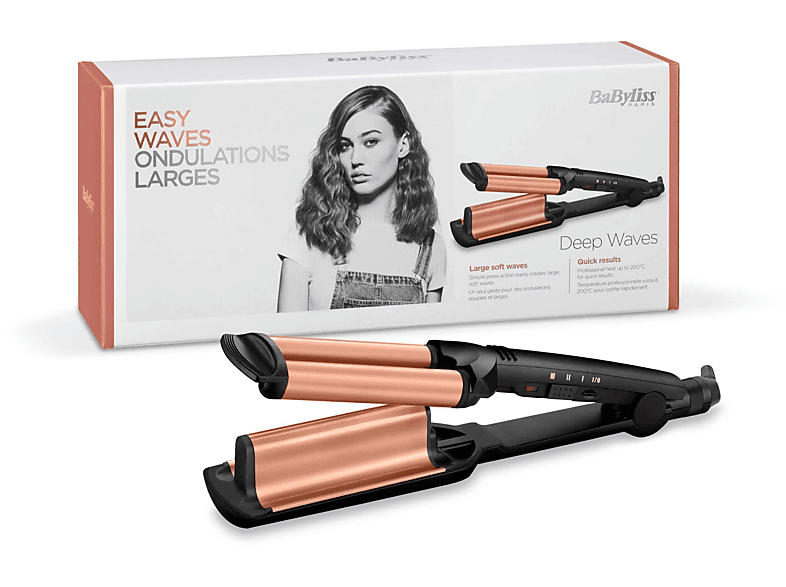 Babyliss W2447E Deep Waves Welleneisen (Keramik, Temperaturstufen: 3 160°C - 200°C, Schwarz, Rose)