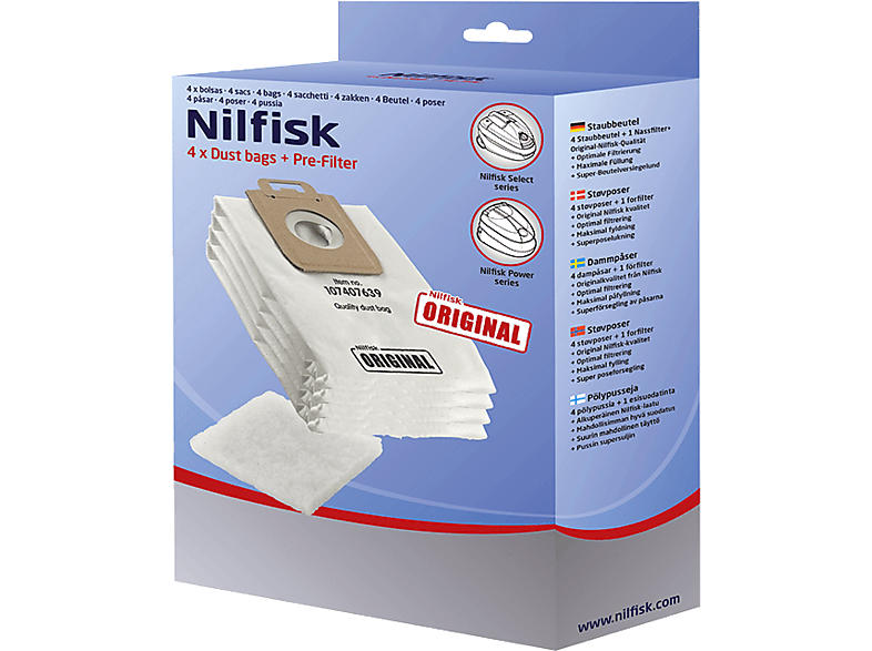 NILFISK Select Staubsaugerbeutel 4 Stück, passend für: NILFISK