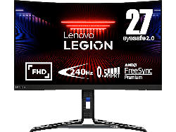 Lenovo Legion R27fc-30 Curved Gaming Monitor, 27 Zoll Full-HD, 0.5ms MPRT, 450cd, 240Hz, 90% DCI-P3, Raven Black