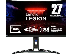 LENOVO Legion R27fc-30 Curved Gaming Monitor, 27 Zoll Full-HD, 0.5ms MPRT, 450cd, 240Hz, 90% DCI-P3, Raven Black 1 ms Reaktionszeit, 350 cd/m², 280 Hz,