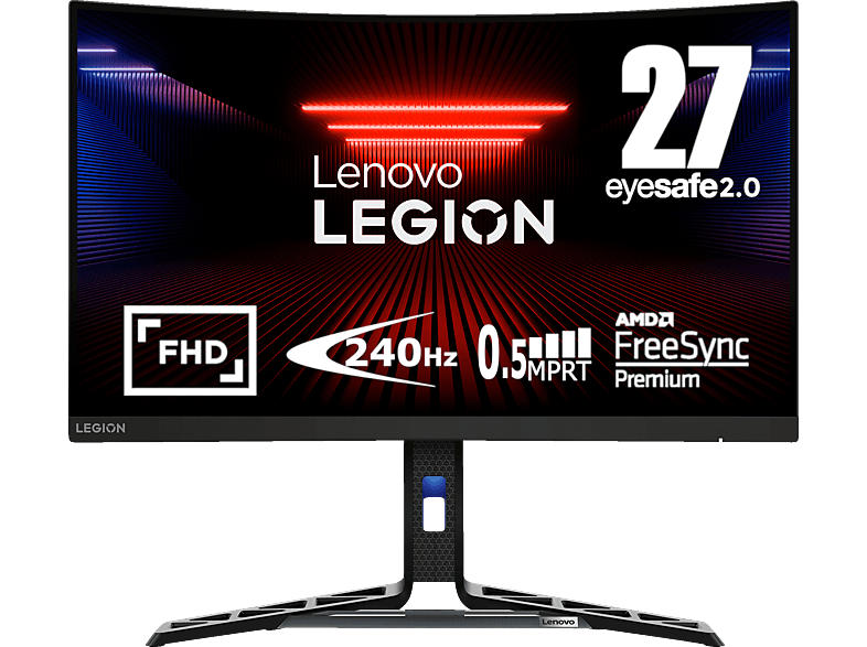 Lenovo Legion R27fc-30 Curved Gaming Monitor, 27 Zoll Full-HD, 0.5ms MPRT, 450cd, 240Hz, 90% DCI-P3, Raven Black
