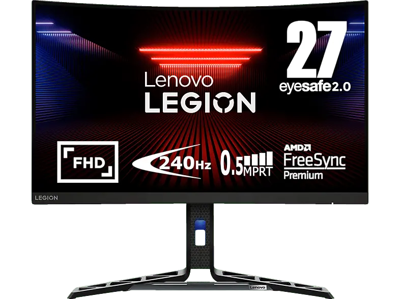 LENOVO Legion R27fc-30 Curved Gaming Monitor, 27 Zoll Full-HD, 0.5ms MPRT, 450cd, 240Hz, 90% DCI-P3, Raven Black 1 ms Reaktionszeit, 350 cd/m², 280 Hz,