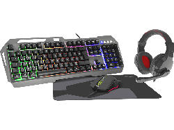 Speedlink LUNERA 4in1 RGB Gaming Set mit Tastatur, Maus, Mauspad, Headset, QWERTZ, Schwarz