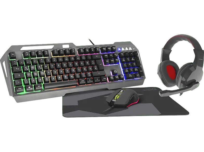 speedLink Lunera 4in1 RGB Gaming Set mit Tastatur, Maus, Mauspad, Headset, qwertz, Schwarz