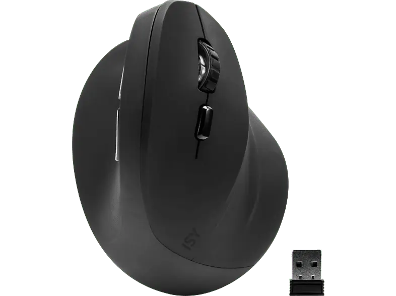 ISY Maus IEM-1000-1, Ergonomisch, Kabellos, 1600dpi, Schwarz