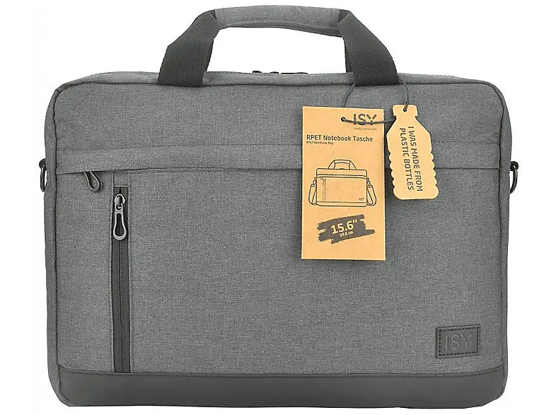 ISY INB 2156-1-GY Notebooktasche, 15.6 Zoll, Recycelte Pet-Materialien, Grau