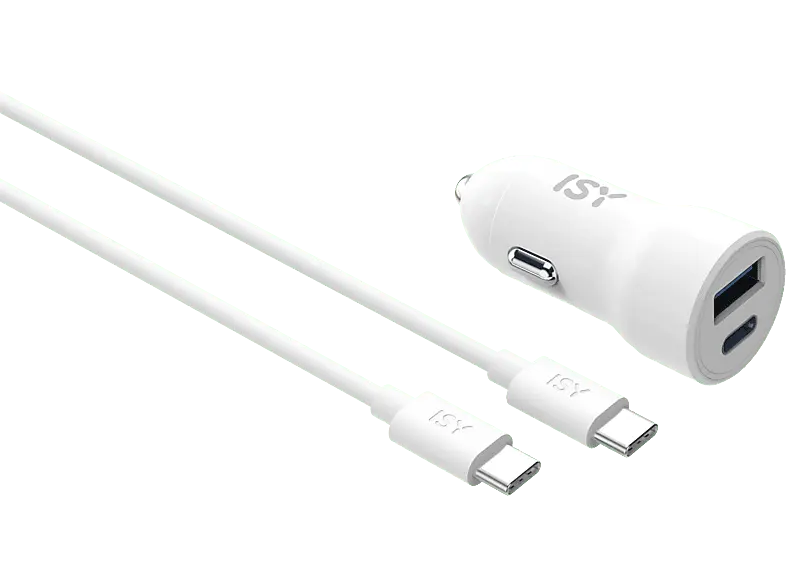 ISY Kfz-Ladegerät ISC-9000 inkl. 2 m USB-C-Kabel, Weiß