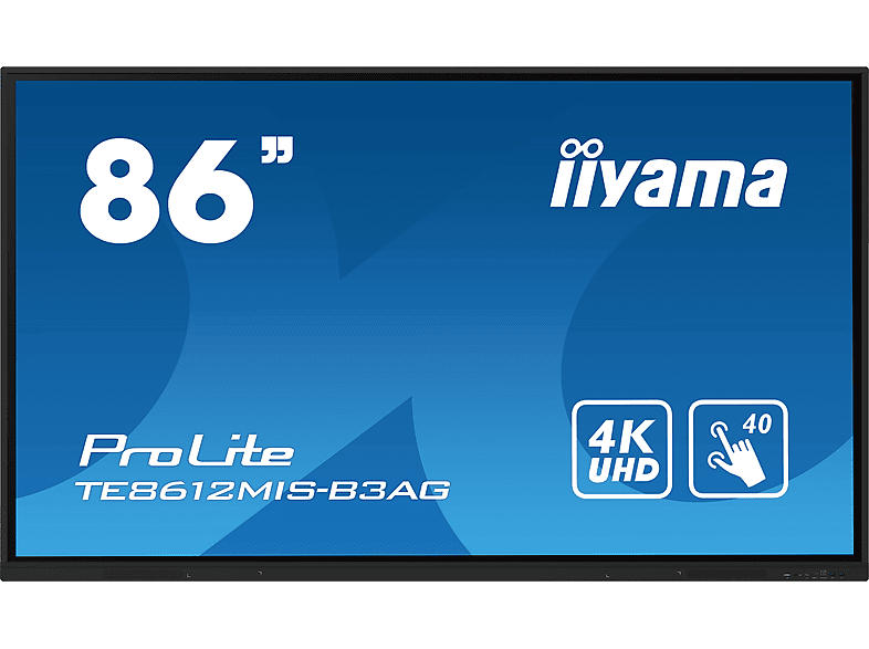 iiyama ProLite TE8612MIS-B3AG Display For Business, 86 Zoll Touch UHD 4K, iiWare 10 (Android 11 OS), 32 GB Speicher, WLAN, 2x 16W Audio, Schwarz