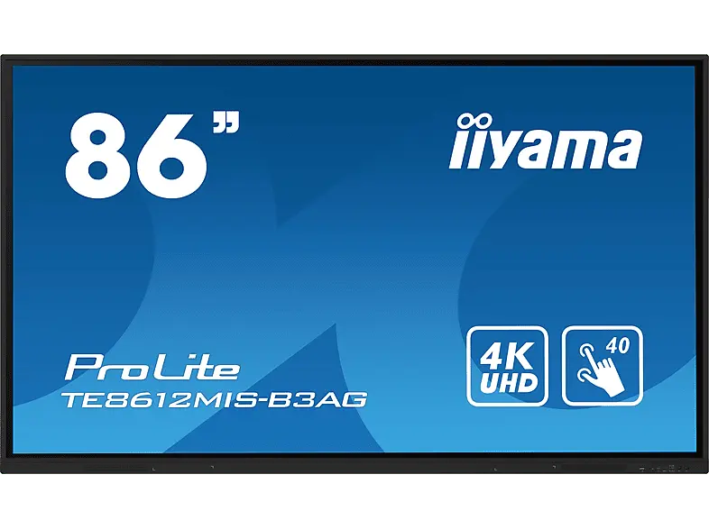 IIYAMA ProLite TE8612MIS-B3AG Display For Business, 86 Zoll Touch UHD 4K, iiWare 10 (Android 11 OS), 32 GB Speicher, WLAN, 2x 16W Audio, Schwarz 85,6 Display, 8 ms Reaktionszeit, 350 cd/m², 60 Hz,