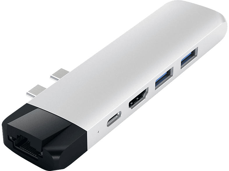 Satechi Type-C Pro USB-Hub, 4K30Hz HDMI, PD 87W, RJ45, SD/Micro-SD, Silber; USB Hub