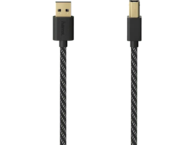 HAMA 201001 USB-Kabel, USB 2.0, vergoldet, Gewebe, 1,50 m